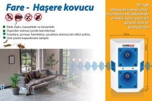 TP-100 Ultrasonik Fare Haşere Kovucu cihaz. Etkili Kalıcı Garantili Hızlı sonuç